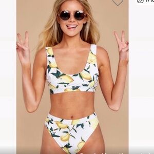 Dippin' Daisy's Lemon Print Bikini - White and Yellow